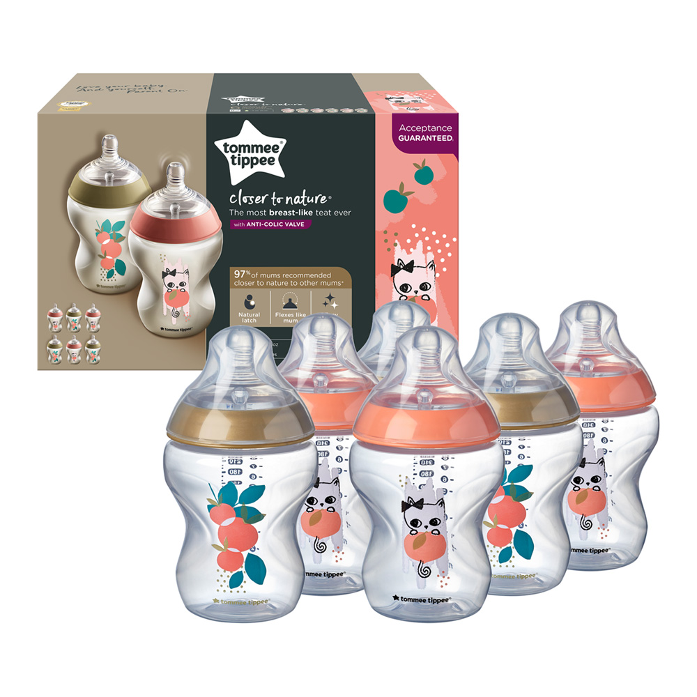 Lot de 6 biberons ctn 260ml fille de Tommee tippee sur allobébé