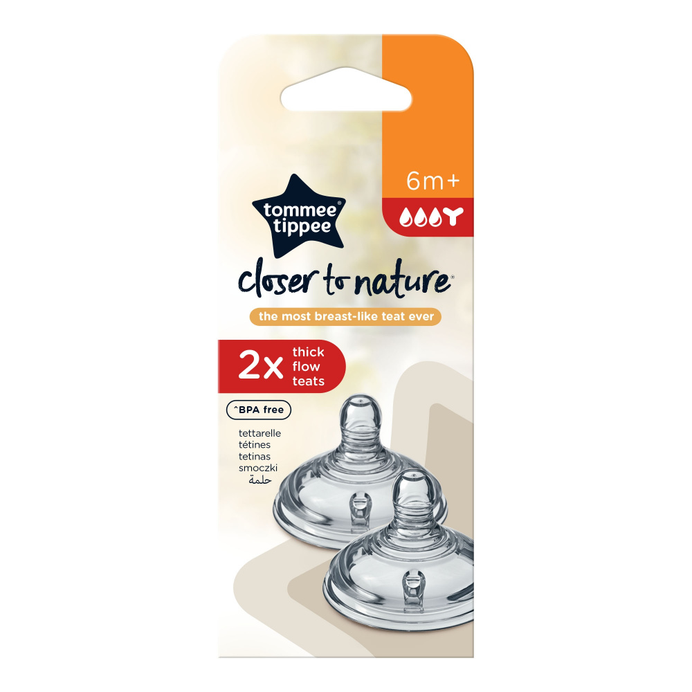 TOMMEE TIPPEE CLOSER TO NATURE 2 TETINES PREPARATION EPAISSE 6M+