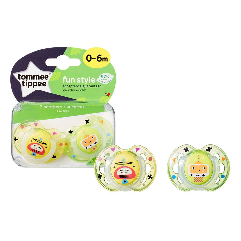 Lot de 2 sucettes closer to nature fun 0-6m de Tommee tippee sur allobébé