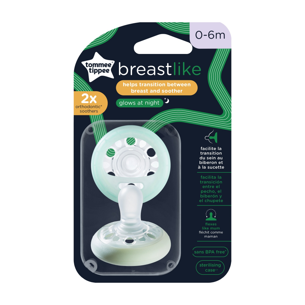 Sucette CTN - Forme Naturelle Nuit x2 6-18 mois TOMMEETIPPEE, Vente en  ligne de Sucette