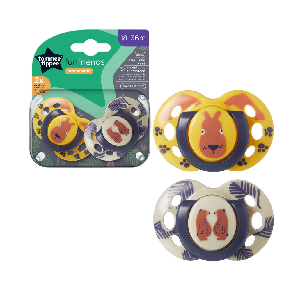 Lot de 2 sucettes closer to nature fun 18-36 mois de Tommee tippee sur  allobébé