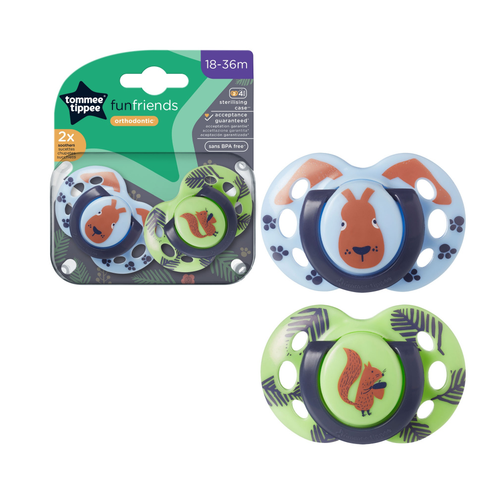 Lot de 2 sucettes closer to nature fun 18-36 mois de Tommee tippee sur  allobébé