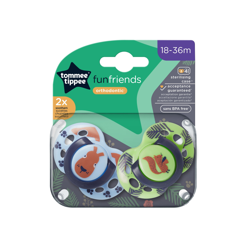 Pack de 2 sucettes Fun style 18-36 mois Bleu - Tommee Tippee