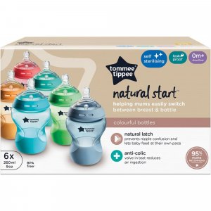 Lot de 6 biberons closer to nature 260ml multicolore Tommee tippee
