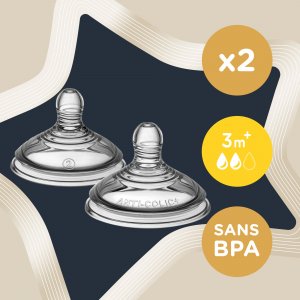 Lot de 2 tétines anti-coliques avancé débit moyen 3 mois et + Tommee tippee