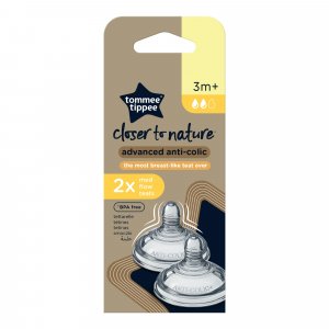Lot de 2 tétines anti-coliques avancé débit moyen 3 mois et + Tommee tippee