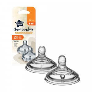 Lot de 2 tétines easi-vent debit rapide tommee tippee 6 mois + Tommee tippee