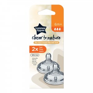Lot de 2 tétines easi-vent debit rapide tommee tippee 6 mois + Tommee tippee