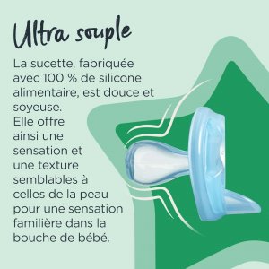 Lot de 2 sucettes en silicone ultra légère 0-6 mois Tommee tippee