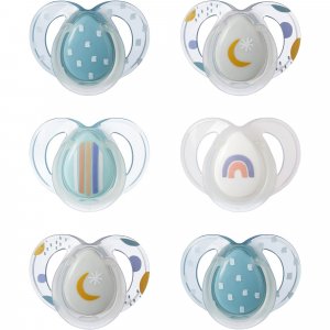 Lot de 6 sucettes nuit closer to nature classique 6-18 mois garçon Tommee tippee