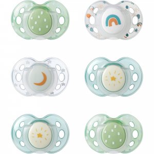Lot de 6 sucettes nuit closer to nature classique 18-36 mois garçon Tommee tippee