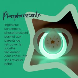 Lot de 6 sucettes nuit closer to nature classique 18-36 mois garçon Tommee tippee