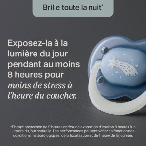 Lot de 4 sucettes nuit phosphorescentes 6-18 mois Tommee tippee