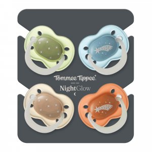 Lot de 4 sucettes nuit phosphorescentes 0-6 mois Tommee tippee
