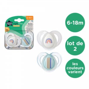 Lot de 2 sucettes nuit closer to nature 6-18m Tommee tippee