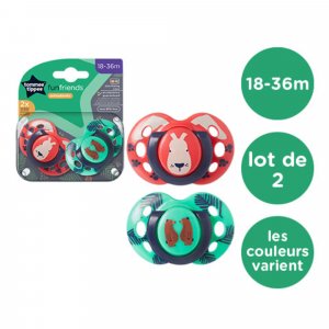 Lot de 2 sucettes closer to nature fun 18-36 mois Tommee tippee