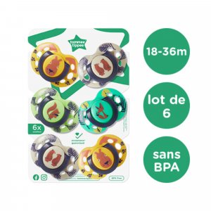 Lot de 6 sucettes closer to nature fun 18-36 mois fille Tommee tippee