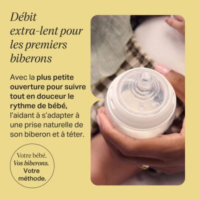 Lot de 2 tétines pour biberon natural start clear débit extra-lent 0 mois