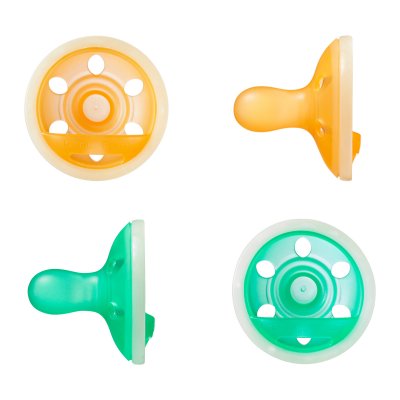 Lot de 4 sucettes silicone bébé 0-6 mois phosphorescentes