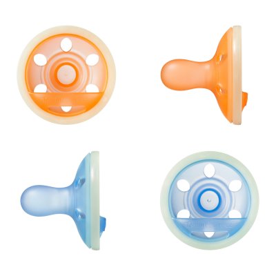 Lot de 4 sucettes silicone bébé 6-18 mois phosphorescentes