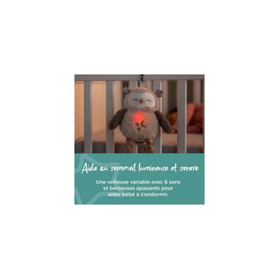 Peluche d'aide au sommeil rechargeable grofriend - ollie la chouette
