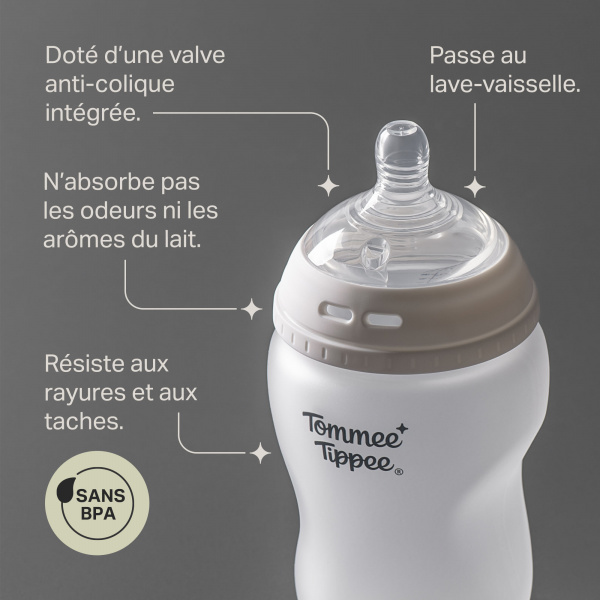 Biberon natural start verre avec protection silicone, 260ml - lot de 2 Tommee tippee