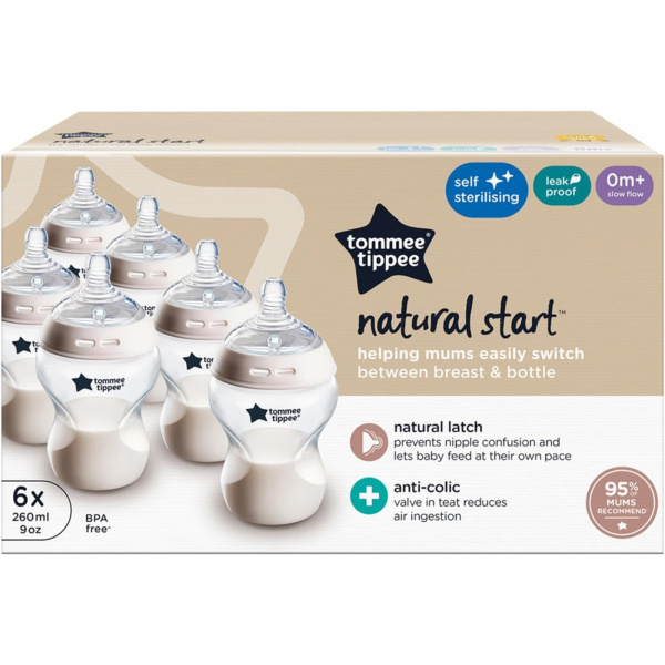 Lot de 6 biberons closer to nature 260ml Tommee tippee