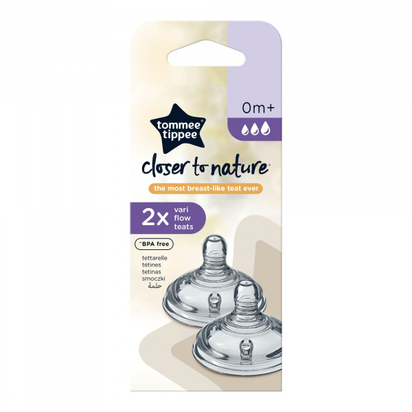 Lot de 2 tétines closer to nature débit variable Tommee tippee