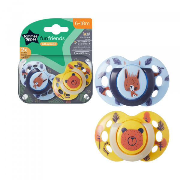 Lot de 2 sucettes closer to nature fun 6-18m Tommee tippee