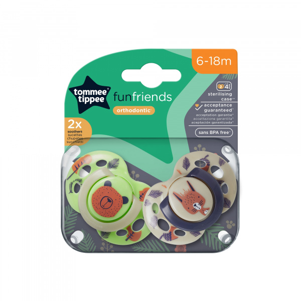 Lot de 2 sucettes closer to nature fun 6-18m Tommee tippee