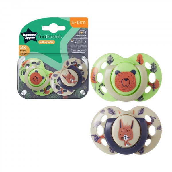 Lot de 2 sucettes closer to nature fun 6-18m Tommee tippee