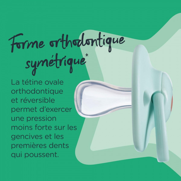 Lot de 6 sucettes closer to nature classique 6-18 mois Tommee tippee