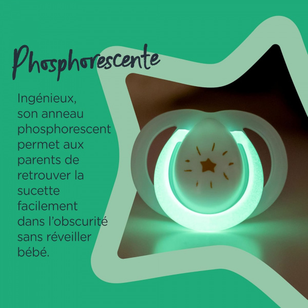 Lot de 6 sucettes nuit closer to nature classique 18-36 mois garçon Tommee tippee