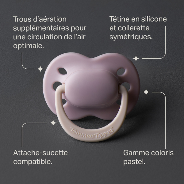 Lot de 4 sucettes bébé 0-2 mois silicone Tommee tippee