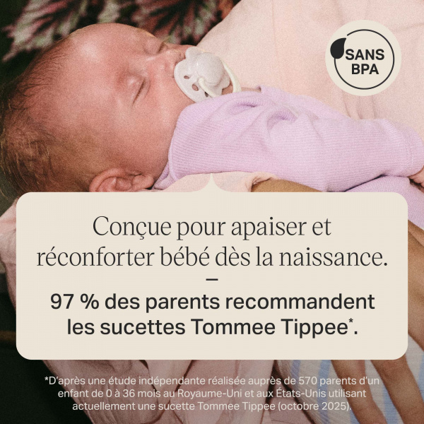 Lot de 4 sucettes bébé 0-2 mois silicone Tommee tippee