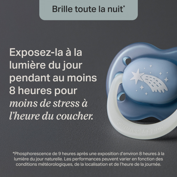 Lot de 4 sucettes nuit phosphorescentes 6-18 mois Tommee tippee