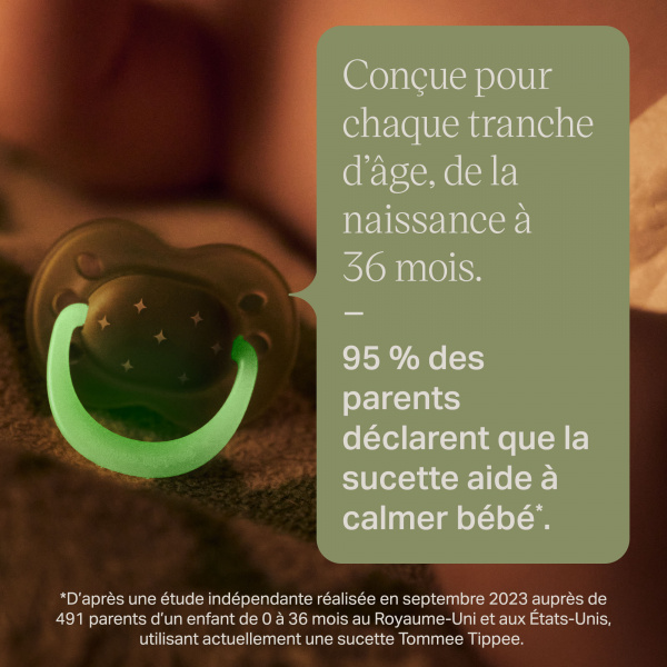 Lot de 4 sucettes nuit phosphorescentes 18-36 mois Tommee tippee