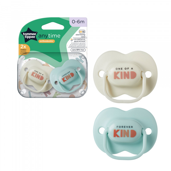 Lot de 2 sucettes anytime classique 0-6m Tommee tippee