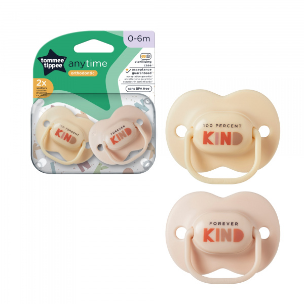 Lot de 2 sucettes anytime classique 0-6m Tommee tippee