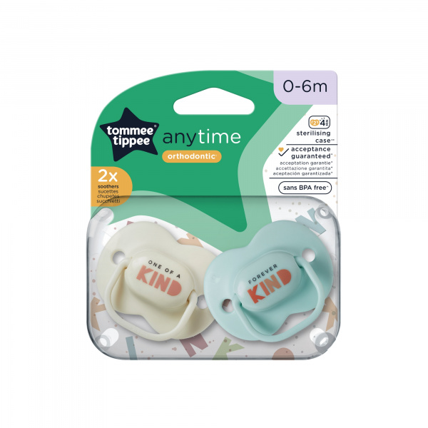 Lot de 2 sucettes anytime classique 0-6m Tommee tippee