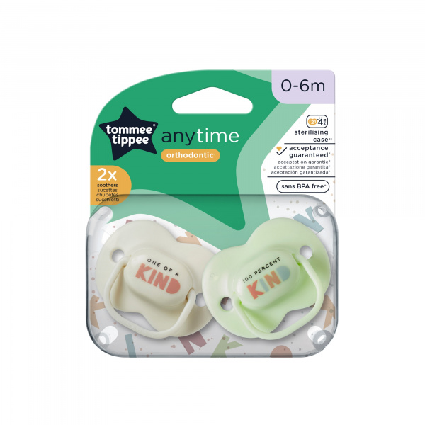 Lot de 2 sucettes anytime classique 0-6m Tommee tippee