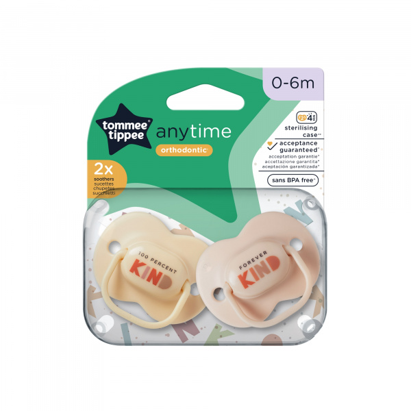 Lot de 2 sucettes anytime classique 0-6m Tommee tippee