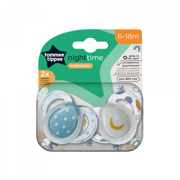 Lot de 2 sucettes nuit closer to nature 6-18m Tommee tippee