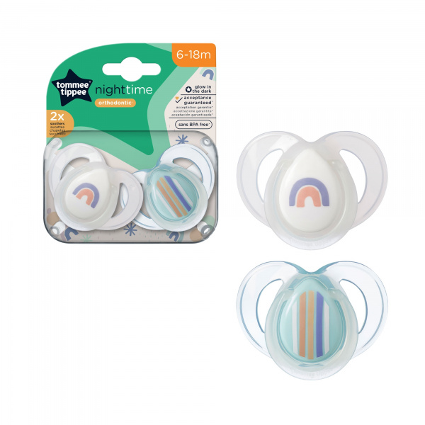 Lot de 2 sucettes nuit closer to nature 6-18m Tommee tippee