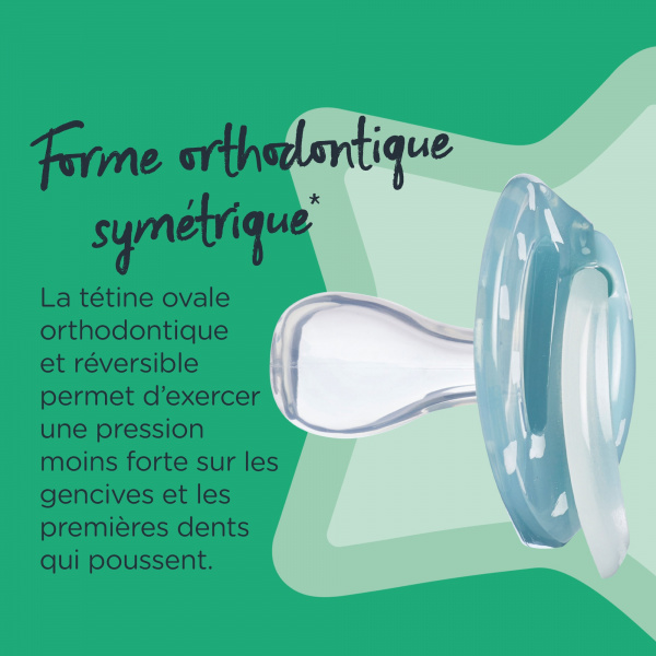 Lot de 2 sucettes nuit closer to nature 6-18m Tommee tippee