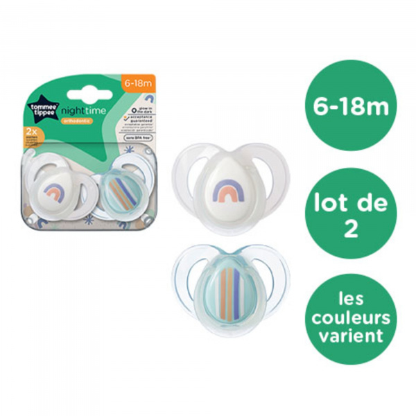 Lot de 2 sucettes nuit closer to nature 6-18m Tommee tippee