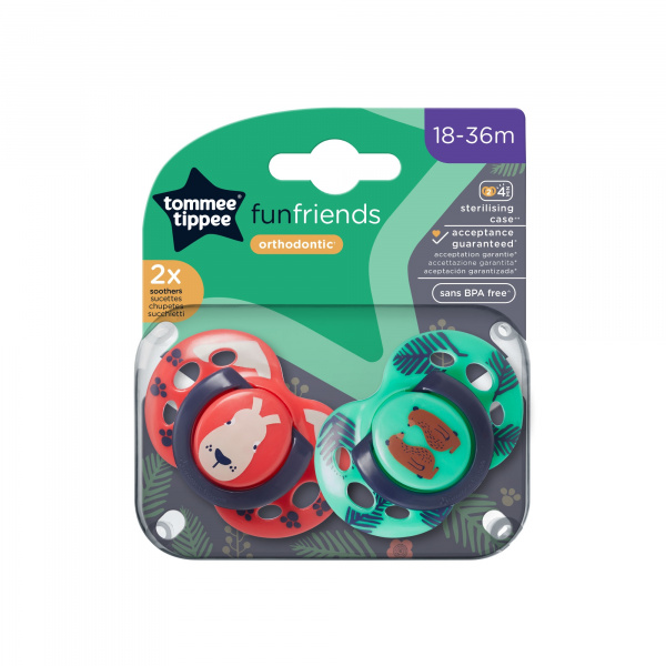 Lot de 2 sucettes closer to nature fun 18-36 mois Tommee tippee