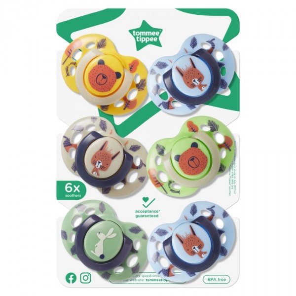 Lot de 6 sucettes closer to nature fun 6-18mois garçon Tommee tippee