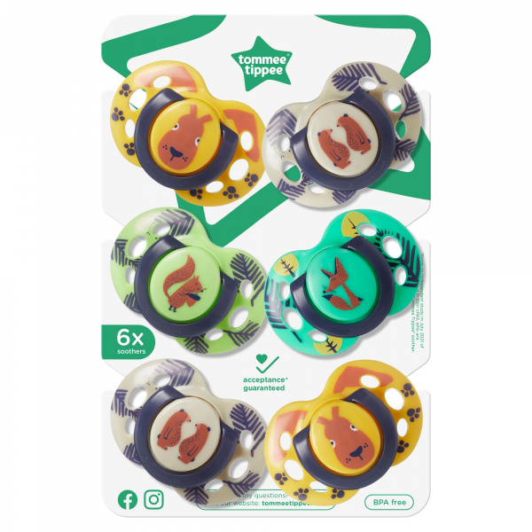 Lot de 6 sucettes closer to nature fun 18-36 mois fille Tommee tippee