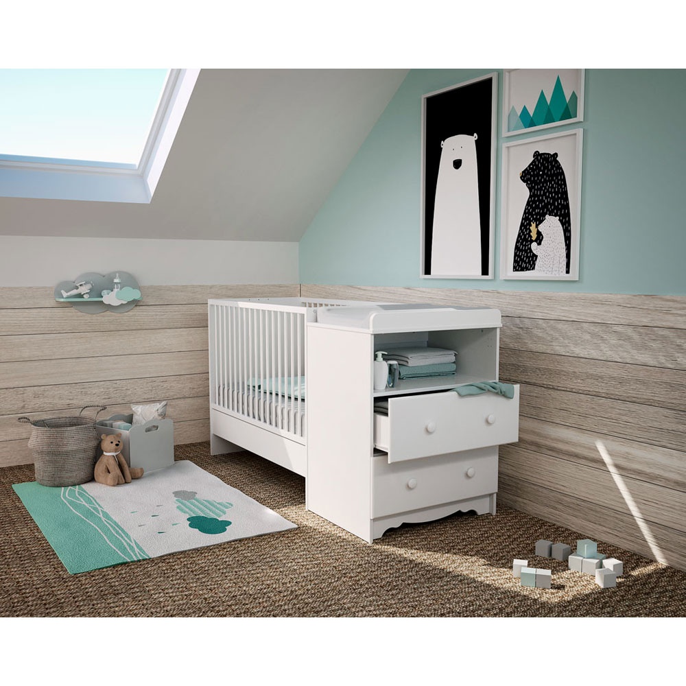 Chambre duo lit combiné évolutif + armoire loft bois de Sauthon meubles sur  allobébé